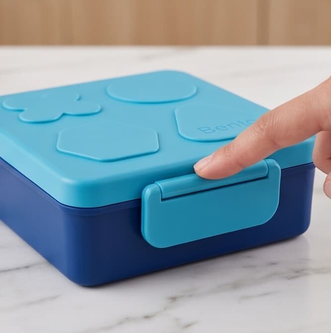 Round Stainless Steel Food Container with Airtight Blue Lid & Vent Valve - Safe & Durable - Blue 2