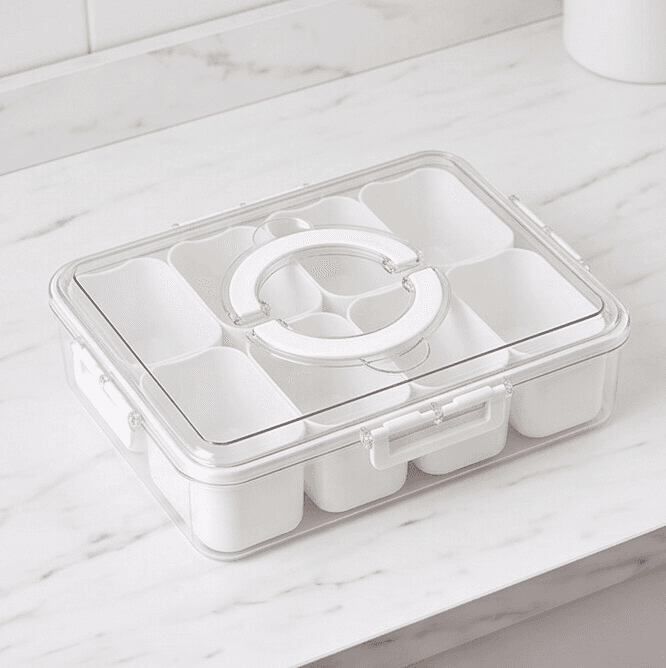 Multi-Compartment Fruit and Snack Tray with Handle