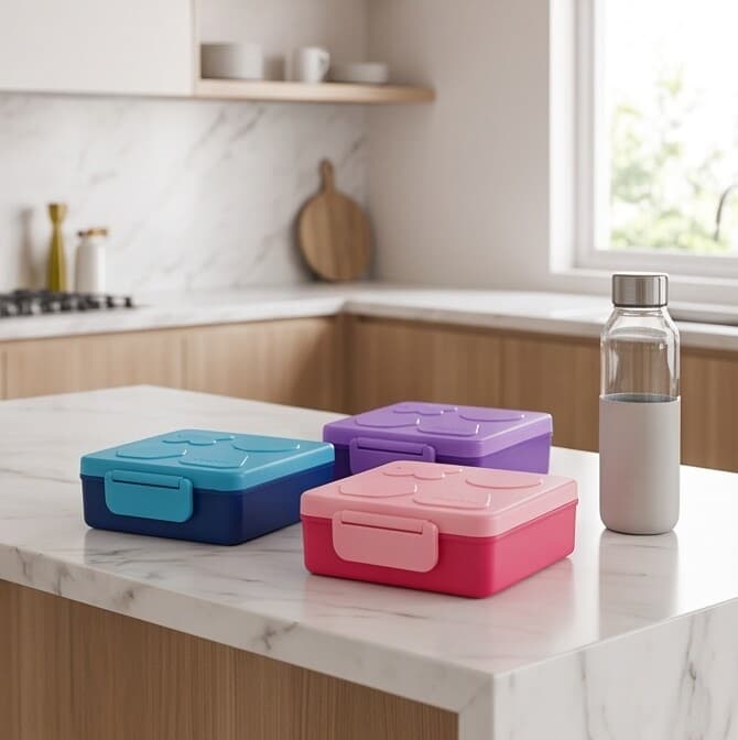 Round Stainless Steel Food Container with Airtight Blue Lid & Vent Valve - Safe & Durable - Blue 3