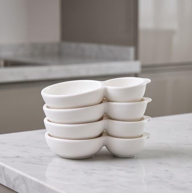 White Dual-Compartment Serving Dish Set