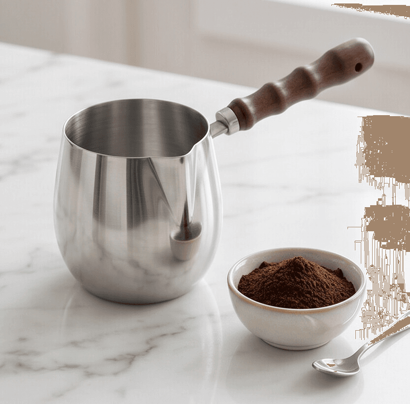 Stainless Steel Kettle with Wooden Handle - Suitable for Easy Heating and Pouring - 450ml