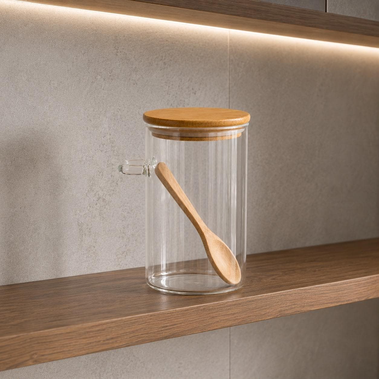 Airtight Glass Storage Jar with Bamboo Lid and Wooden Spoon for Food and Spices – Size 8.5×20 cm


 1