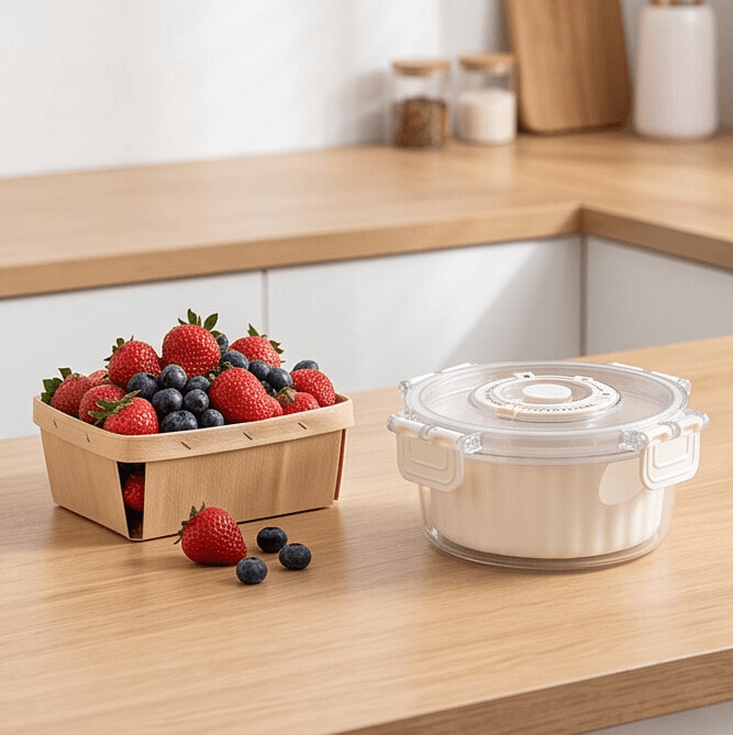 Vegetable Crisper Storage Container with Date Indicator and Drainage Basket - Small 2