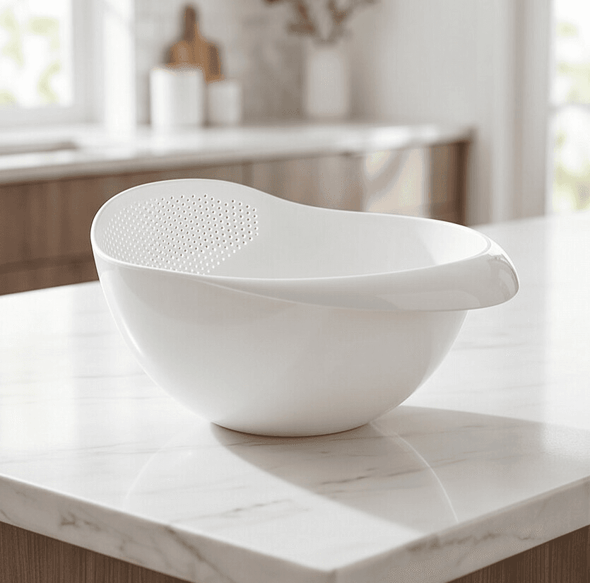 Plastic Rice and Vegetable Washing Bowl with Drain Holes
