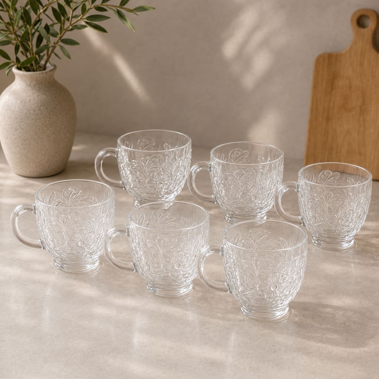 Decorative Crystal Glass Mug with Handle – 200ML