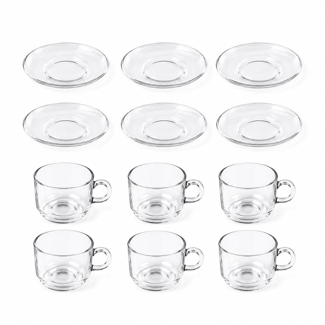 Glass Coffee Cup Set with Saucers – 7×6CM / 13×2CM 4