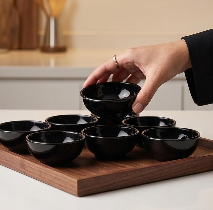 Melamine Small Round Serving Bowl for Nuts and Sauces, Set of 8