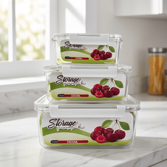 3 Piece Clear Food Storage Container Set with Side Lock