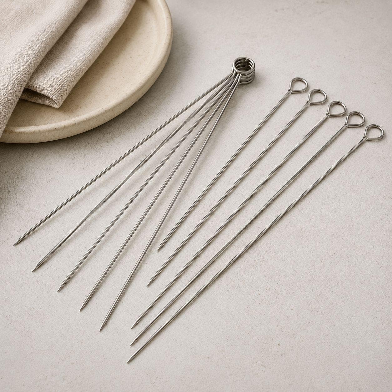 Square Stainless Steel BBQ Skewers - Set of 12