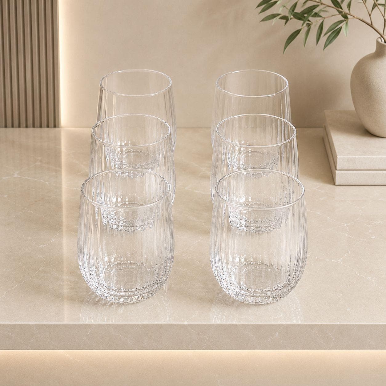 Clear Glass Cup Set - 6 Pieces