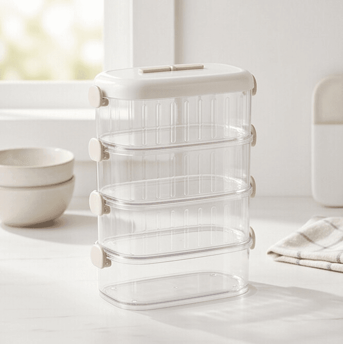 Rectangular Four-Tier Spice Storage Container