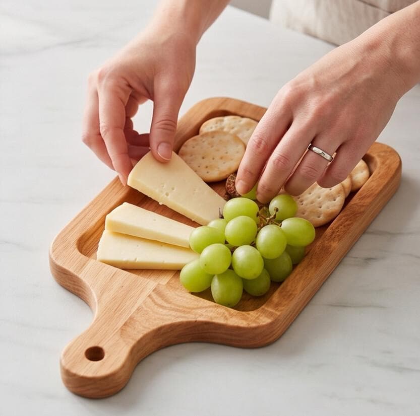 Rectangular Wooden Pizza Serving Board with Handle - 29.5x14.5cm 1