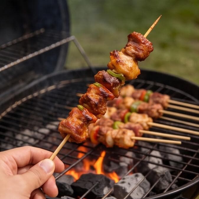 Natural Bamboo Skewers Multi-Purpose for Grilling and Serving Pack of Approx. 45 Pieces – Natural Bamboo

