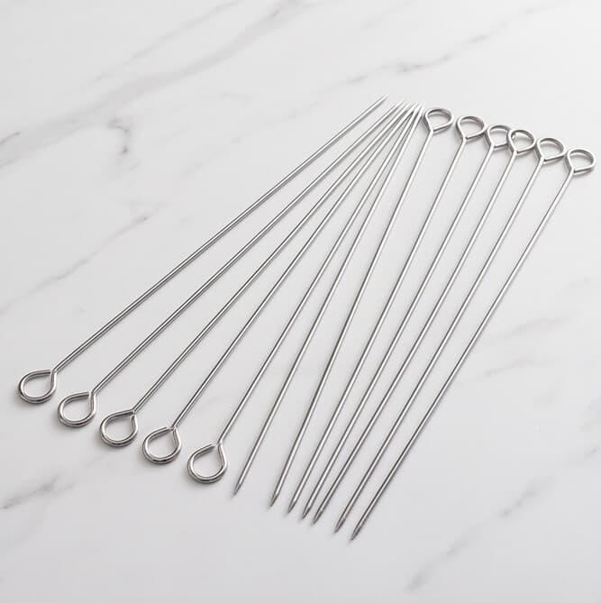 Square Stainless Steel BBQ Skewers - Set of 12
