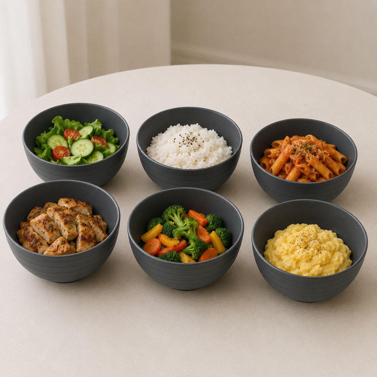 Luxury Classic Natural-Touch Ceramic Serving Bowl in Blue-Gray Set of 6 Pieces – Size 15 cm


