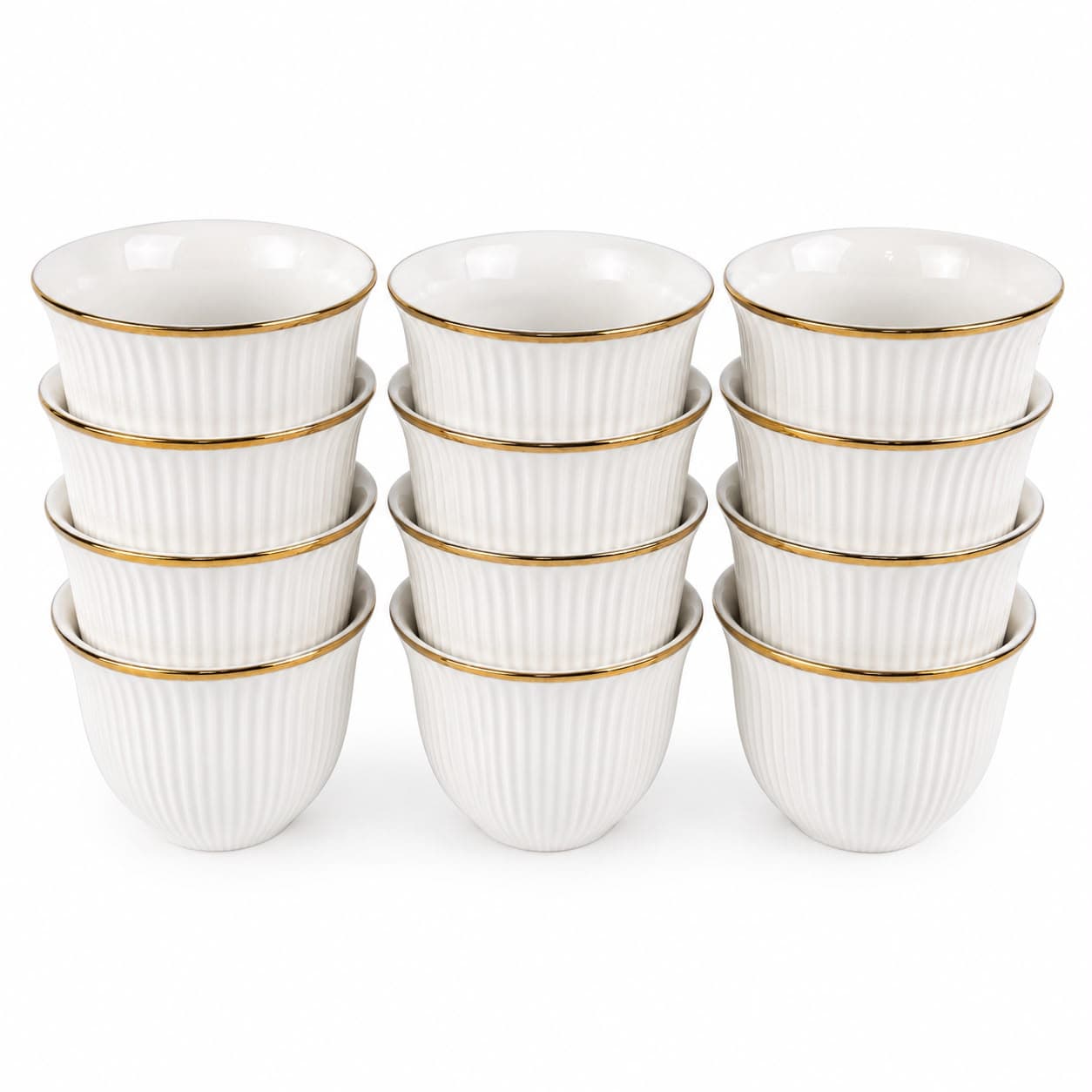 Coffee Cups Set Ribbed Design 12pcs Set 3