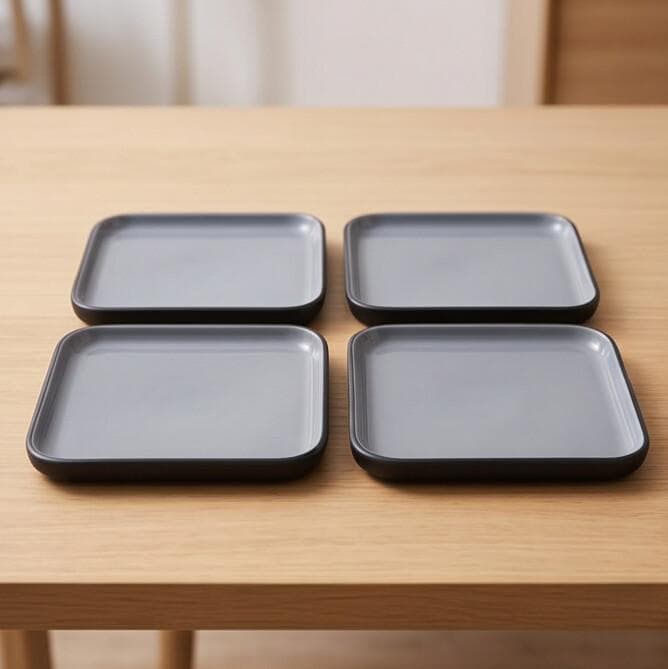 Luxury Small Rectangular Gray Melamine Serving Tray – Size 20×13.3×1.6 cm


