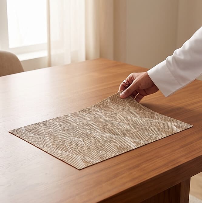 Rectangular Woven PVC Teslin Placemat Size 30×45 cm Set of 4 Pieces
 3