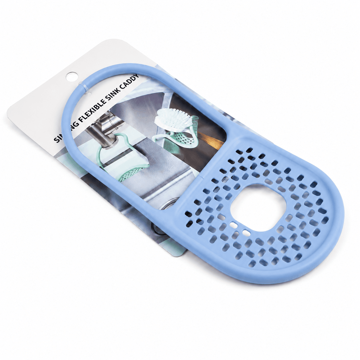 Flexible Perforated Sponge Holder for Kitchen Sink - Sky Blue 3