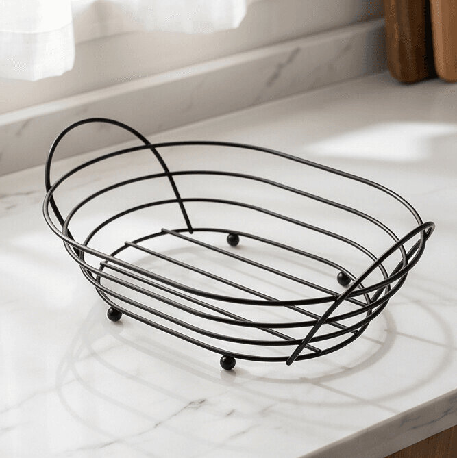 Oval Bread Serving Basket with Metal Base Size 28×20×7 cm
