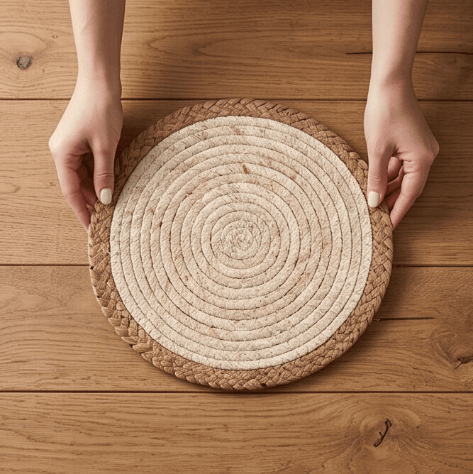 Round Hand-Woven Palm Leaf Placemat Size 30 cm
