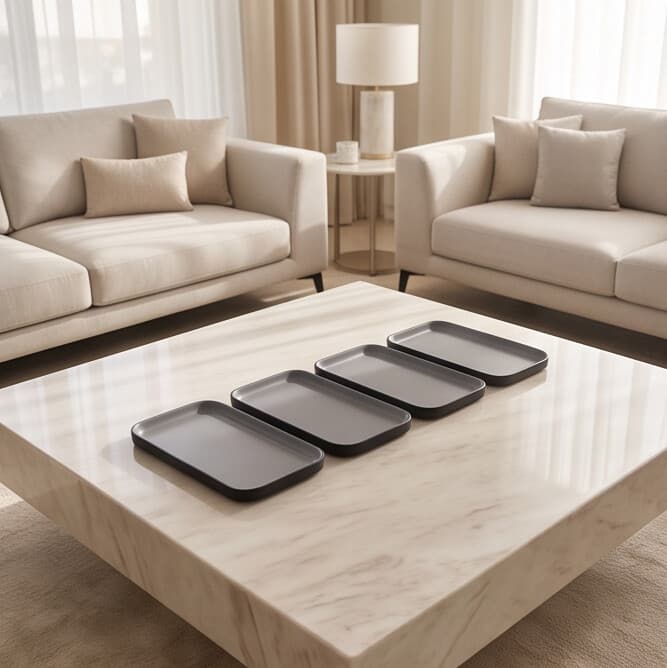 Rectangular Melamine Serving Tray - Gray