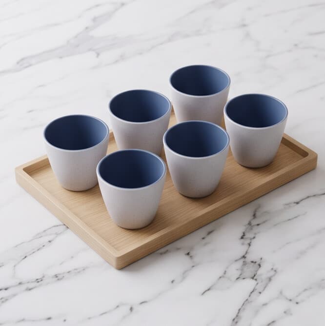 Blue and white ceramic bowl with a matte finish, size 7.5×7.5×7 cm, practical for daily use. 5