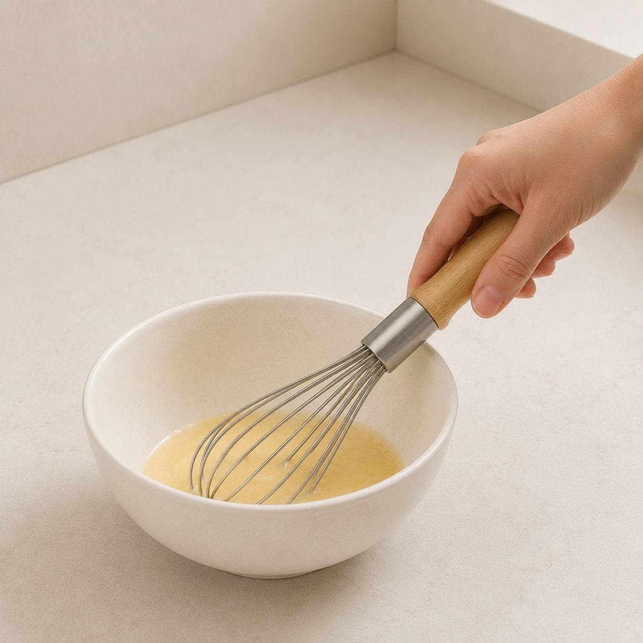 Manual Egg Whisk with Wooden Handle - Large 3