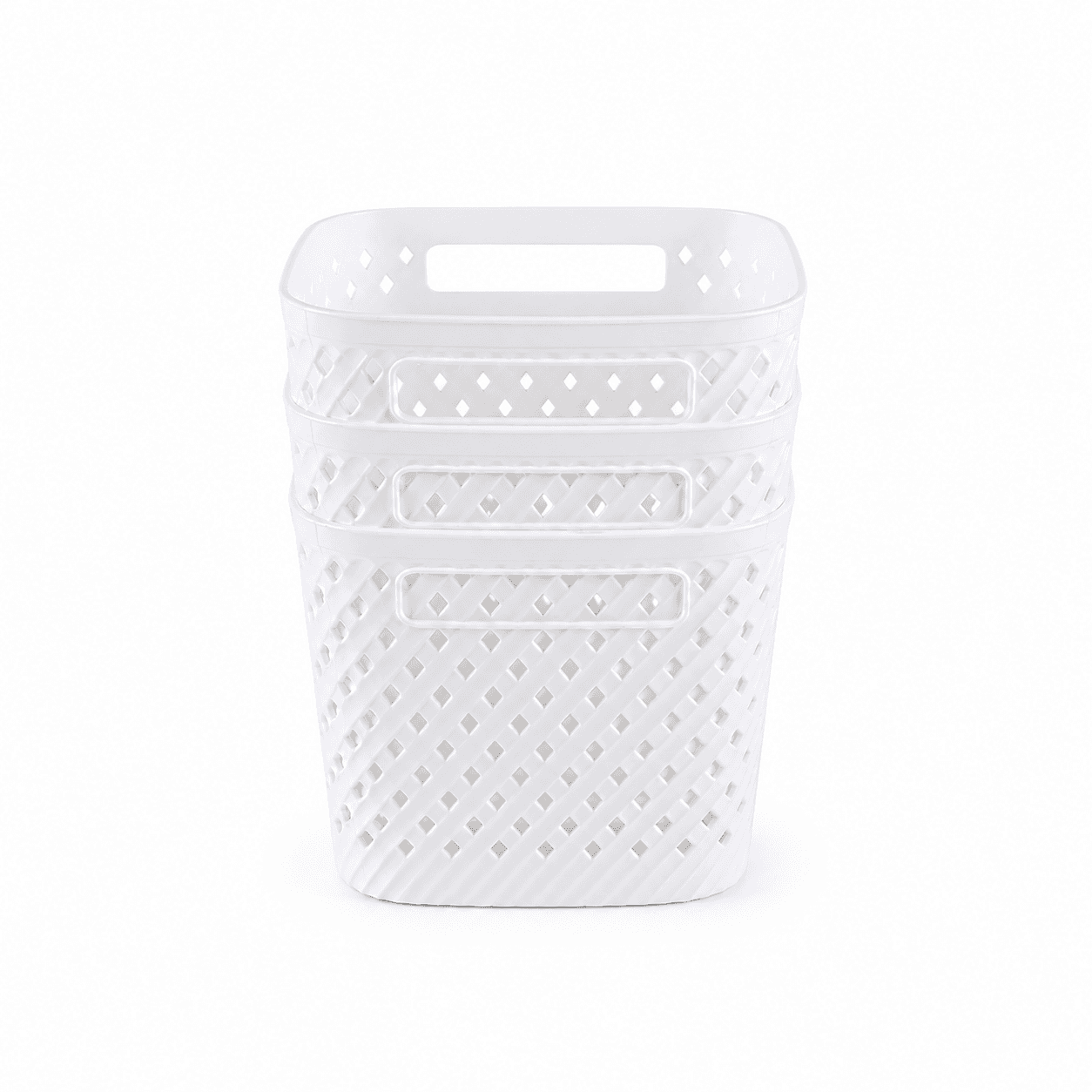 Perforated Plastic Storage Basket with Handle - White 4