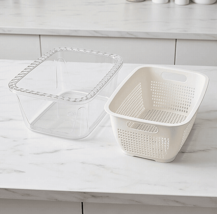 Vegetable and Fruit Washing Colander with Drain Tray - Set of 2