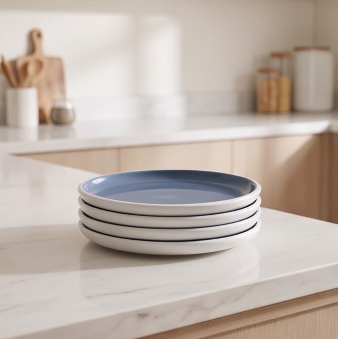 Round Melamine Serving Plates 18 cm - Set of 4 - Matte Blue 2