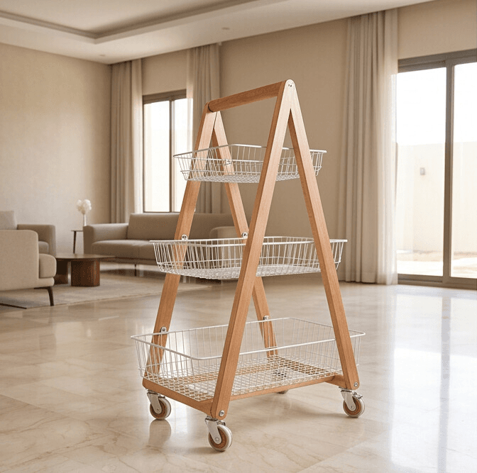 Multi-Shelf Storage Cart with Wheels Modern Design Size 55×37×89 cm
