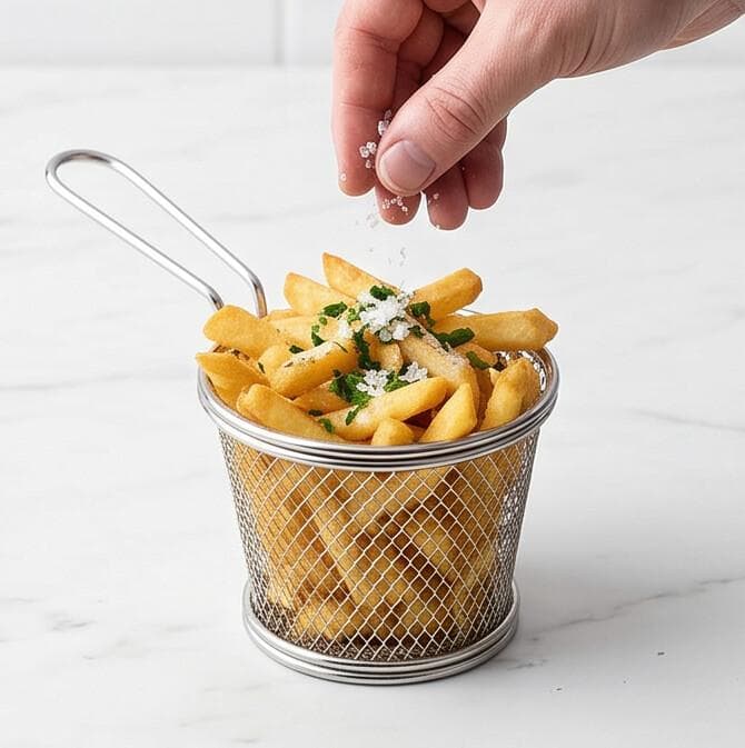 Round Metal Fry & Serving Basket with Handle – 10×11 CM