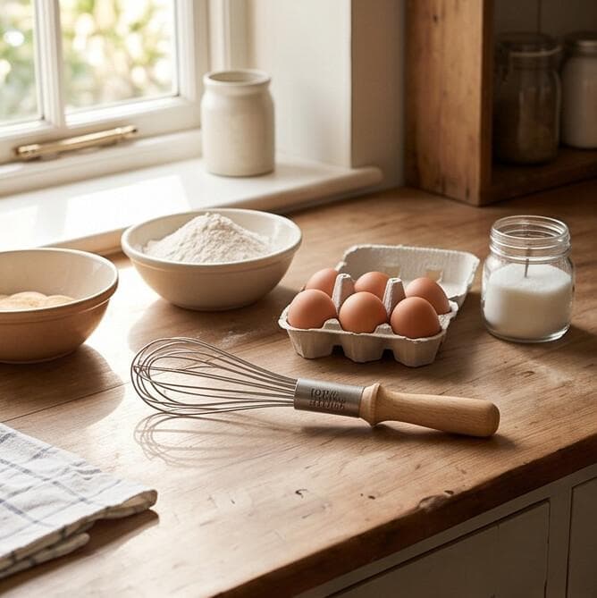 Manual Egg Whisk with Wooden Handle - Small 3