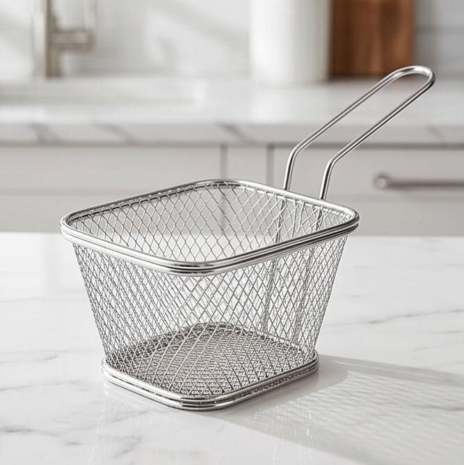 Metal Fry Basket with Handle for Home Use – 20×8×11 CM - Silver 1