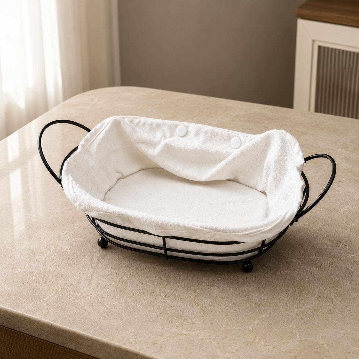 Rectangular Metal Serving Basket with Handles - Black 4