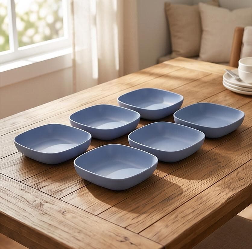 Square Porcelain Serving Plate Set - 6 Pieces