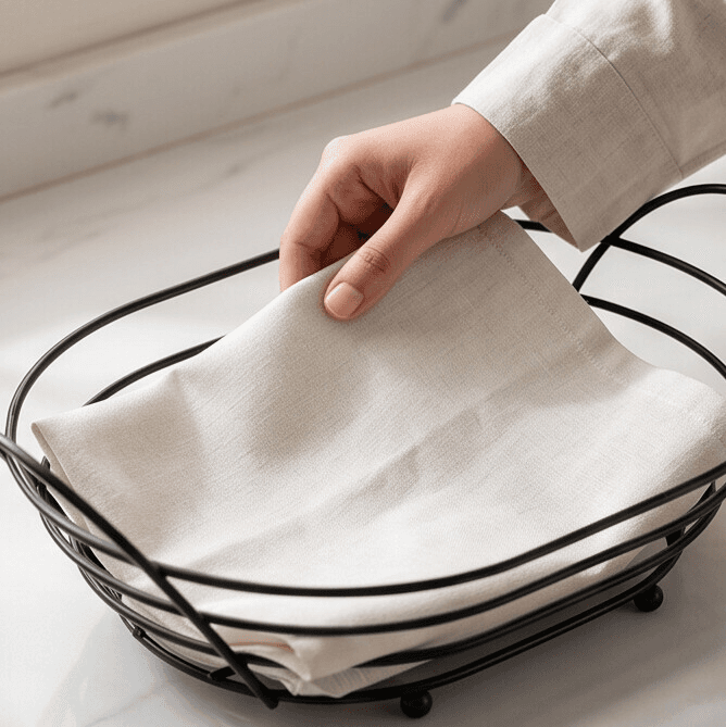 Oval Bread Serving Basket with Metal Base Size 28×20×7 cm
 3