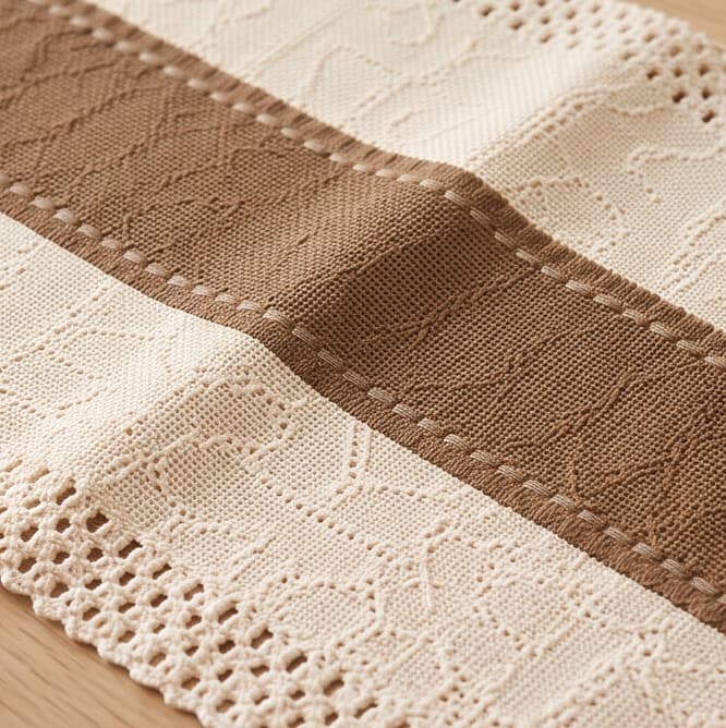 Cotton & Linen Table Runner with Brown Center Stripe Size 30×150 cm
 3