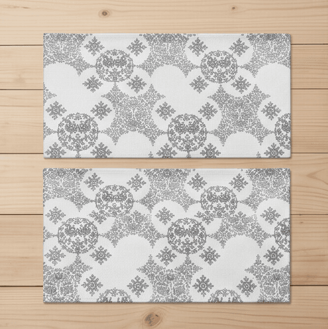 Rectangular Cotton & Linen Placemat with Geometric Pattern and Tassels Size 30×45 cm Set of 2 Pieces
