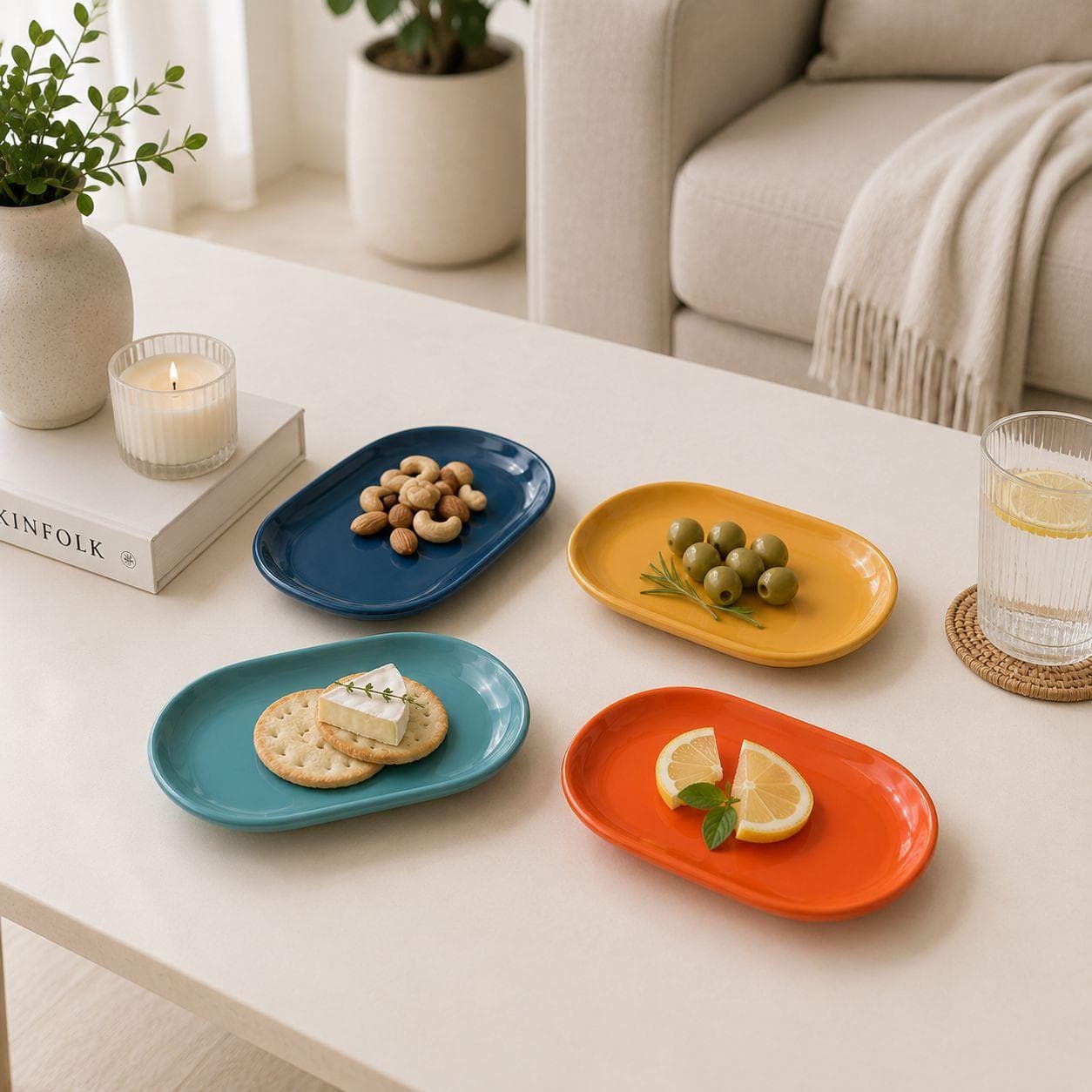 Oval Serving Plate Set – Multiple Colors (4 Pieces) 3