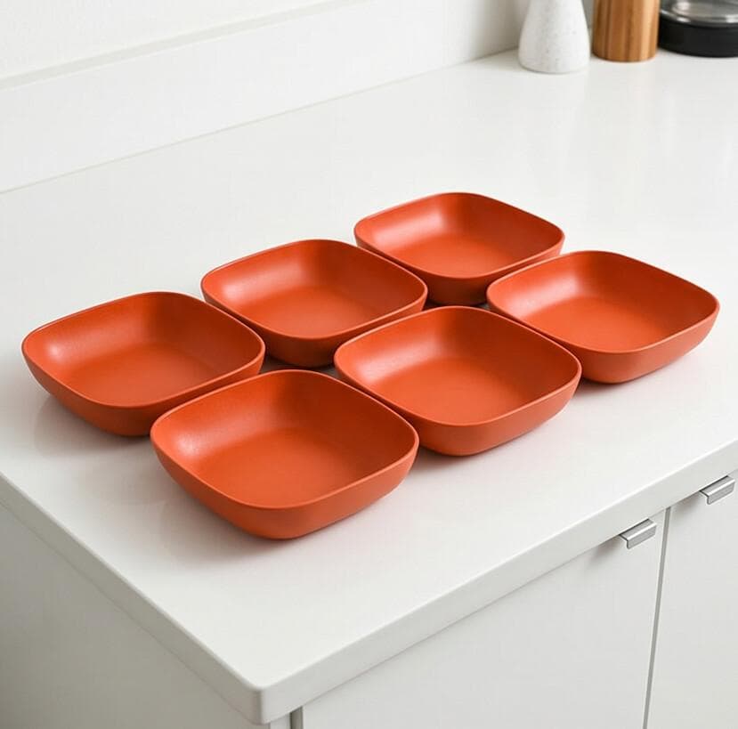 Vibrant Orange Square Porcelain Serving Plate – Modern, Easy-to-Clean 1