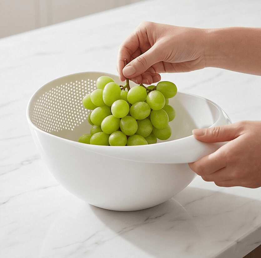 Plastic Rice and Vegetable Washing Bowl with Drain Holes 3