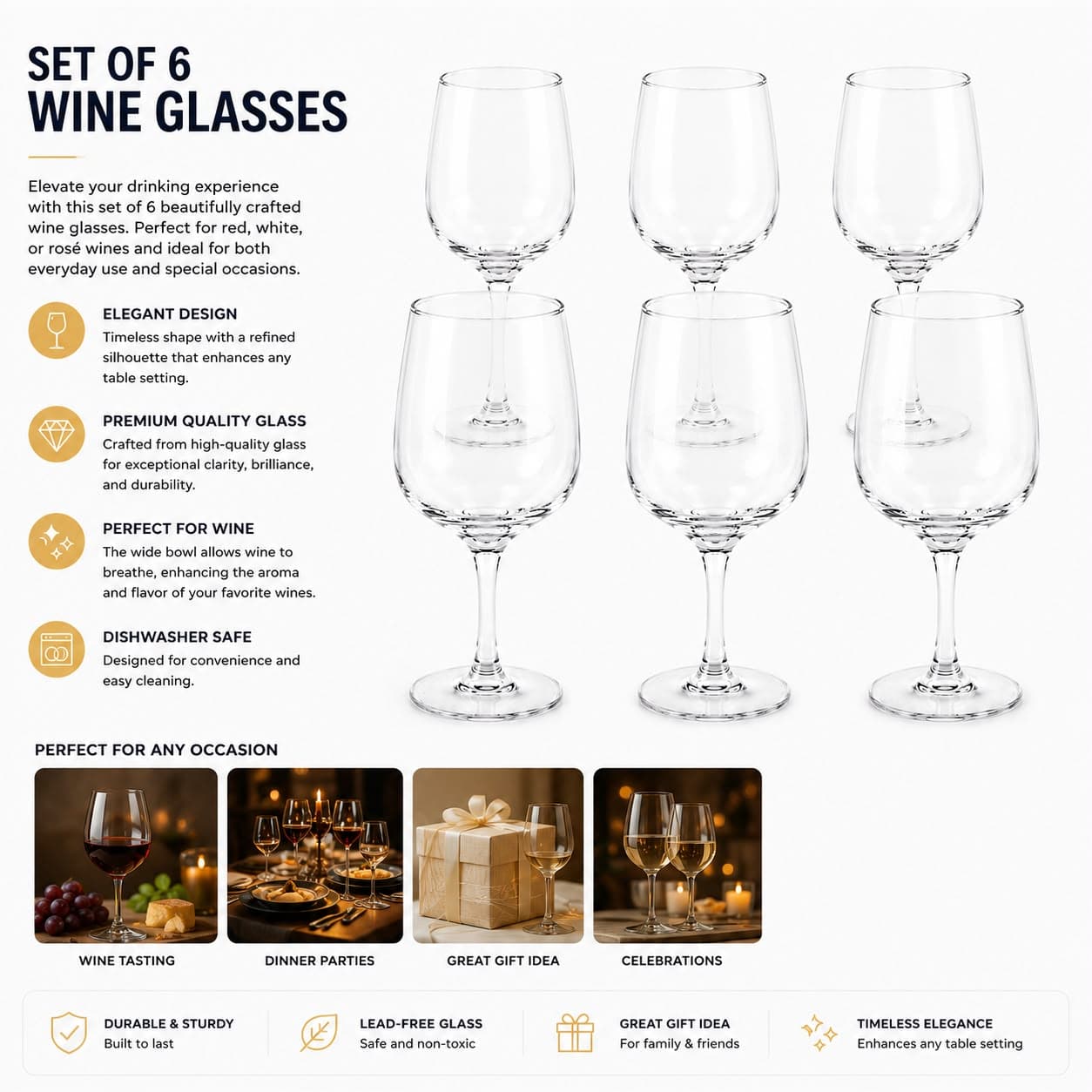 Wine Glass Clear 6pcs Set 7
