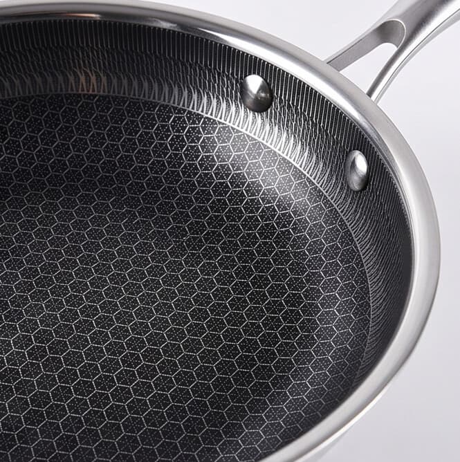 Stainless Steel Frying Pan with Textured Surface, No Lid - Suitable for Quick Frying - 24x7.5cm 4