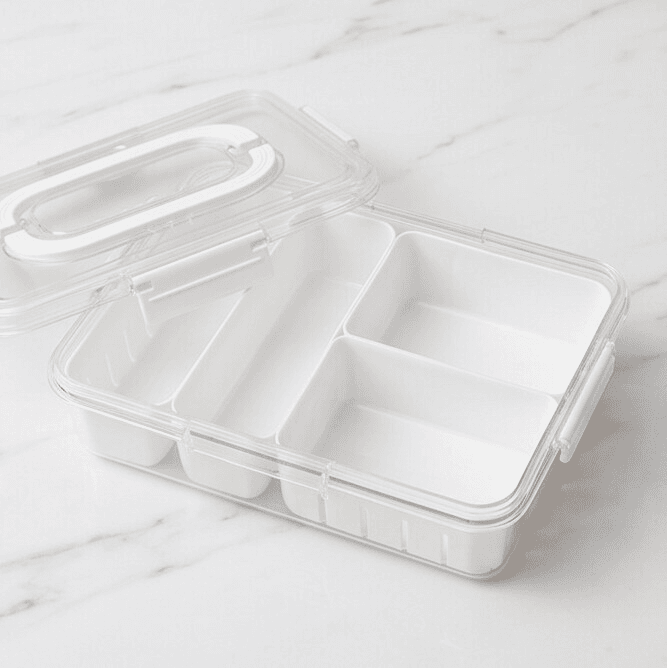 PET Portable Fruit Storage Container with 3 Drainage Compartments 3