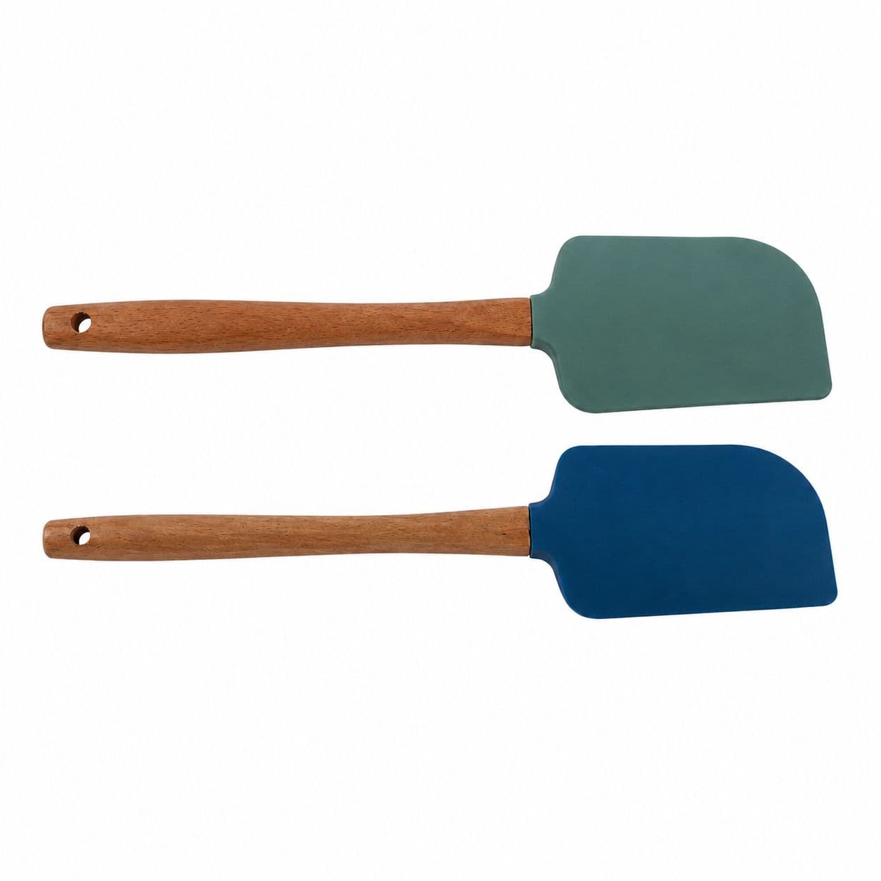 Silicone Cooking Spoon with Wooden Handle - Blue 3