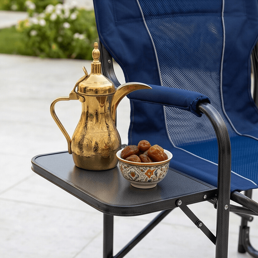 Foldable Blue Camping Chair with Armrests 3