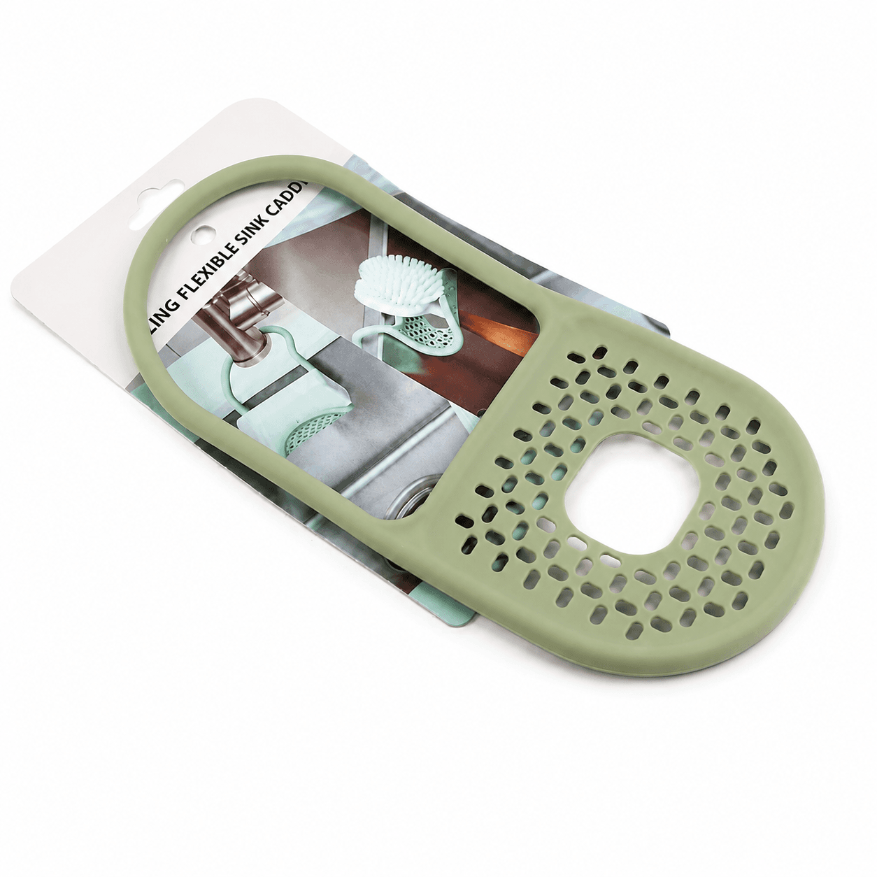Flexible Perforated Sponge Holder for Kitchen Sink - Lite Green 3