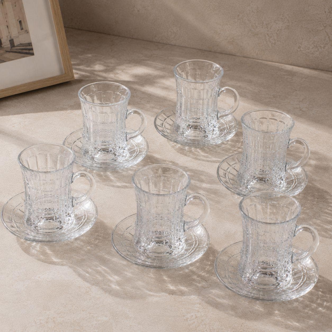 Luxury Glass Tea Cup with Saucer & Gold Rim